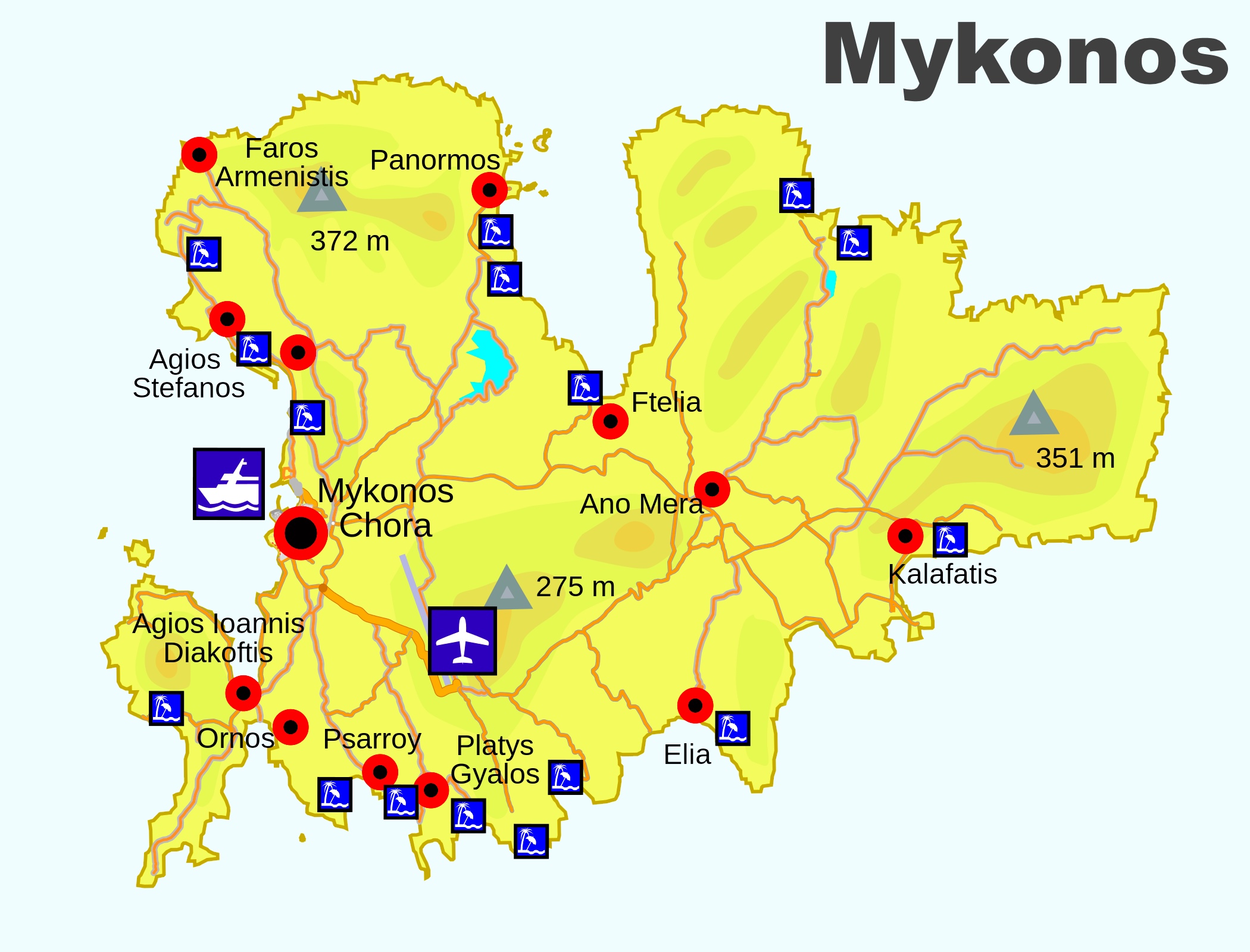 Map of Mykonos Beaches